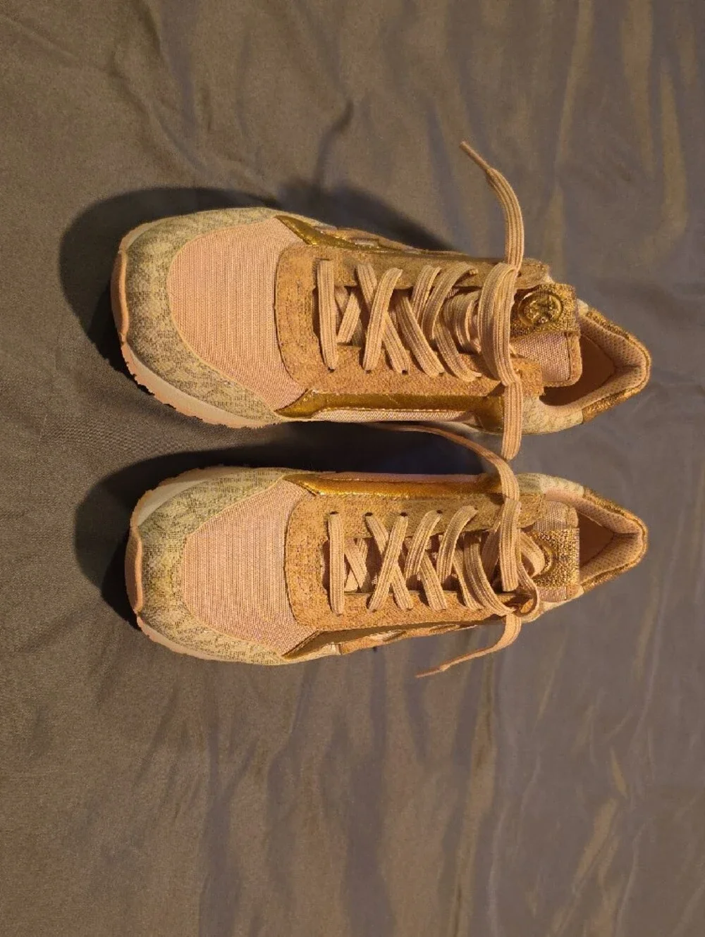 Michael Kors Pink and Gold Logo Accent Sneakers